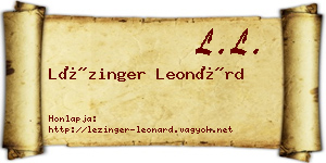 Lézinger Leonárd névjegykártya
